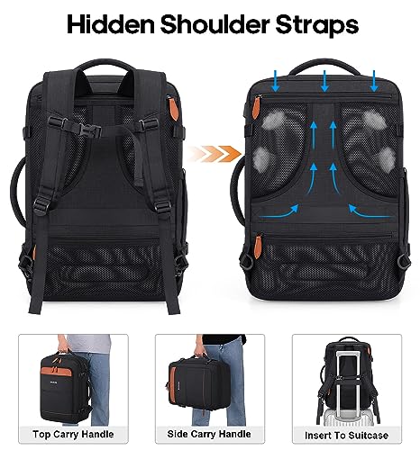 Bagsure Travel Backpack, 42L Carry on Backpack, Flight Approved Expandable Travel Backpack for Men&Women, Carry on Backpack, Luggage Daypack with Packing Cubes and Shoe Pocket, Large Travel Bags