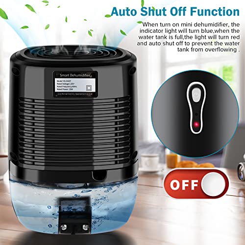 Dehumidifiers for Home,27 OZ Auto Shut off Dehumidifiers with Drain Hose,Mini Ultra Quiet Small Dehumidifiers Portable Dehumidifiers for Bedroom,Basement,Bathroom,Closet,RV,Caravan,Garage (black)