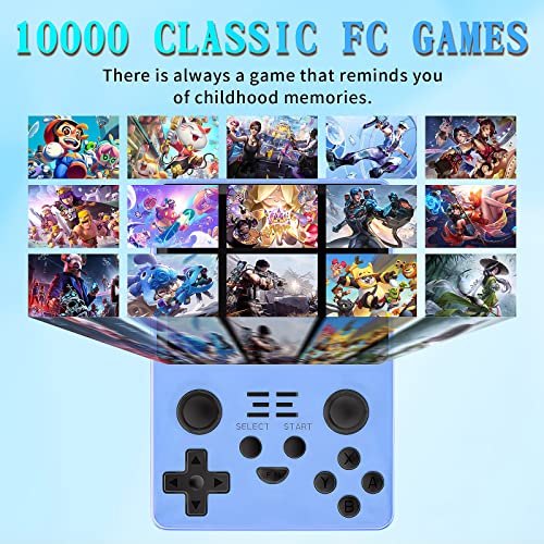 SERYUB RGB20S Handheld Game Console 3.5 inch HD Screen, Retro Consoles Classic Emulator Gaming Pre-Installed System Plug-in Headphones Preinstalled Hand Held Video Games System 64GB(Blue)