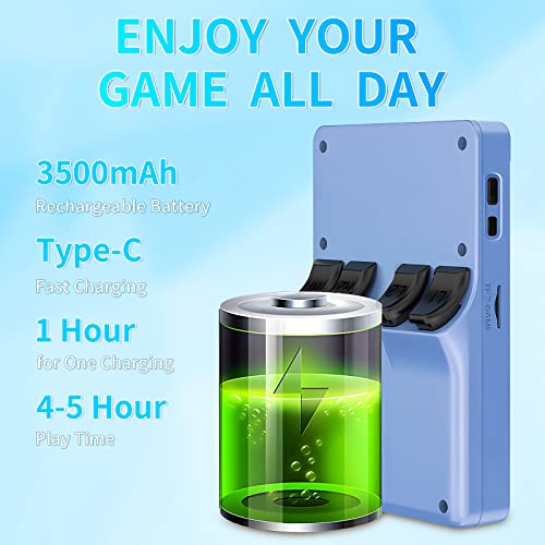 SERYUB RGB20S Handheld Game Console 3.5 inch HD Screen, Retro Consoles Classic Emulator Gaming Pre-Installed System Plug-in Headphones Preinstalled Hand Held Video Games System 64GB(Blue)