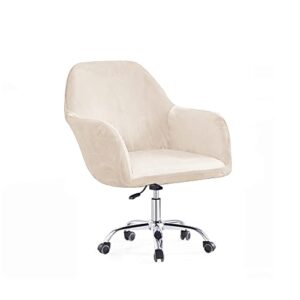 mfmlhdyq velvet stretch beige modern curved back armrest swivel office chair slipcover for banquet office living room bedroom set of 1