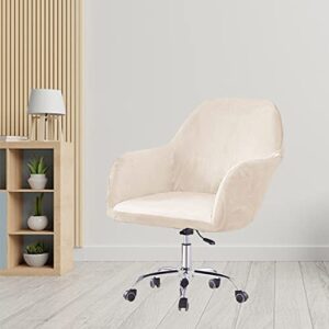 MFMLHDYQ Velvet Stretch Beige Modern Curved Back Armrest Swivel Office Chair Slipcover for Banquet Office Living Room Bedroom Set of 1