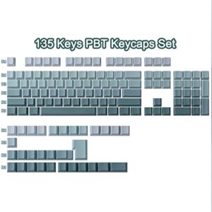 JOMKIZ PBT keycaps, 135 Keys Double Shot Keycaps Side Engraved Transparent Keycap Set Cherry Profile Backlit Keycaps for Cherry MX Switch ASIN/ISO Layout Mechanical Keyboard