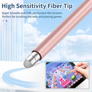 Stylus Pens for Touch Screens (2Pcs), 2-in-1 High Sensitivity iPad Pencil with Disc & Fiber Tips & Magnetic Cap for Apple iPad/iPhone/Android/Tablets and All Capacitive Touch Screens (Navy Blue/Rose)