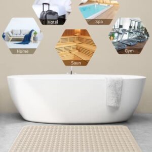 Yolife Extra Large TPE Shower Mat, 47.2" L x 31.5" W Anti Slip Bath Mat with Drain Holes and Suction Cups, Large Size Mat More Suitable for Shower Stall, No Odor, Heavy Mat