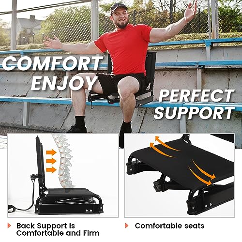 USKAU Stadium Seats for Bleachers with Back Support XL,Folding Bleacher Seat with Backrest and Cushion Wide for Adults,Portable and Adjustable Stadium Chair for Sporting Events