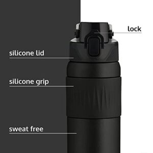 qbottle Insulated Water Bottles with Straw Lid – Stainless Steel Water Bottle – Leak Proof Metal Water Bottle – No Sweat – Reusable – Onyx Black, 23.6 oz