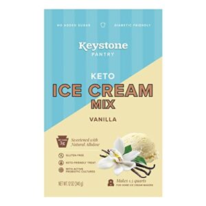 Keystone Pantry – Keto Ice Cream Mix – Vanilla – 3g Net Carbs & 40 Calories per Serving - Makes 3 Quarts – No Added Sugar – Gluten Free – Low Carb – Keto & Diabetic Friendly – Kosher Dairy With Active Probiotic Cultures