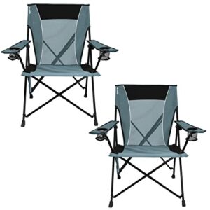 kijaro dual lock portable camping chairs - enjoy the outdoors with a versatile folding chair, sports chair, outdoor chair - dual lock feature locks position - hallett peak gray (2 pack)