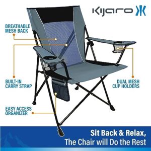 Kijaro Dual Lock Portable Camping Chairs - Enjoy the Outdoors with a Versatile Folding Chair, Sports Chair, Outdoor Chair - Dual Lock Feature Locks Position - Hallett Peak Gray (2 Pack)