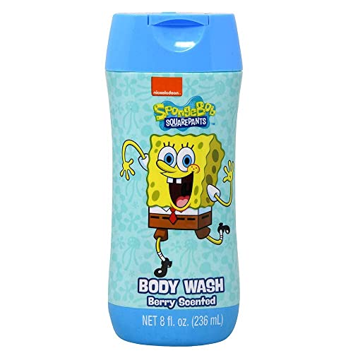 Spongebob Squarepants Bathroom Set for Kids - 5 Pc Bundle with Spongebob Body Wash, Shampoo, Bubble Bath, Plus Stickers, More | Spongebob Bath Supplies