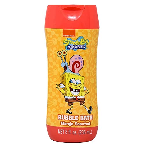 Spongebob Squarepants Bathroom Set for Kids - 5 Pc Bundle with Spongebob Body Wash, Shampoo, Bubble Bath, Plus Stickers, More | Spongebob Bath Supplies