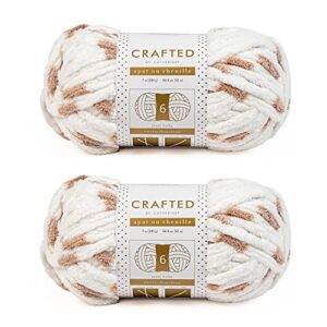 crafted by catherine spot on chenille yarn - 2 pack (56 yards each skein), tan, gauge 6 super bulky