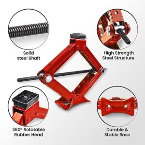 DSV Standard Scissor Jack for Car, Steel Car Lift Jack for Auto, Portable Car Jack Kit, Ideal for SUV, MPV, Hatchback, Sedan, Coupe & Crossover, Universal Car Jacks, 1.5 Ton (3,300 lbs) Capacity