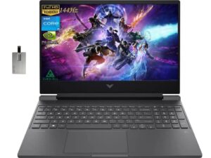 hp 2022 victus 15.6" fhd 144hz gaming laptop, intel 12th core i5-12450h, 32gb ram, 1tb pcie ssd, nvidia geforce gtx 1650 graphics, backlit keyboard, win 11 pro, mica silver, 32gb snowbell usb card