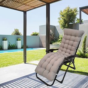 Sun Lounger Chair Cushions,67-inch Lounge Chaise Cushion Sun Lounger Mattress with Non-Slip Back Elastic Sleeve for Garden Outdoor/Indoor/Sofa/Tatami/Car Seat/Bench (Gray)
