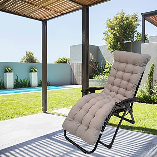 Sun Lounger Chair Cushions,67-inch Lounge Chaise Cushion Sun Lounger Mattress with Non-Slip Back Elastic Sleeve for Garden Outdoor/Indoor/Sofa/Tatami/Car Seat/Bench (Gray)