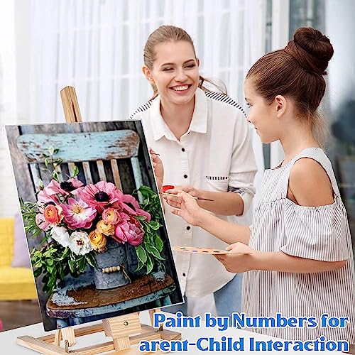 Fuinkqe 2 Pack Paint by Number for Adults Beginners - Flower Adult Paint by Numbers Kits, Flowers Paint by Numbers, Acrylic Paint Painting for Kids Beginner Adults Crafts Gift Decor 12x16inch(30x40cm)