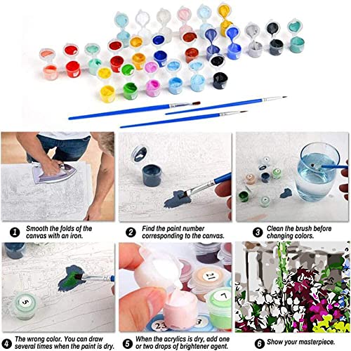 Fuinkqe 2 Pack Paint by Number for Adults Beginners - Flower Adult Paint by Numbers Kits, Flowers Paint by Numbers, Acrylic Paint Painting for Kids Beginner Adults Crafts Gift Decor 12x16inch(30x40cm)