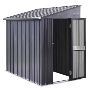 mupater outdoor storage shed 4x8 ft, garden tool storage shed house, metal shed kit for backyard lawn with door and lock, grey