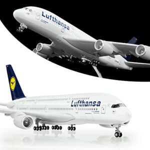 Lose Fun Park 1:160 Scale Large Model Airplane Lufthansa 380 Plane Models Diecast Airplanes with LED Light for Collection or Gift