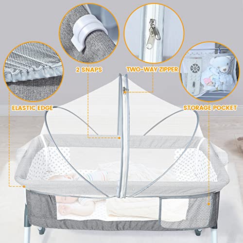 Orzbow Mosquito Net for Baby Bassinet to Keep Cats Out, Toddler Bassinet Bedside Sleeper Tent Safety Net with Two-Way Zippers & Storage Bag - Infant from Mosquito Bites and Falling Protection (White)