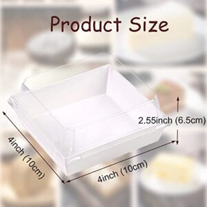 RomantiBaking 30 Pack Bakery Boxes 4x4x2.55 Inches Charcuterie Boxes with Clear Lids Cookies Boxes Mini Cake Boxes Treat Boxes Chocolate Truffle Boxes Party Wedding Favor