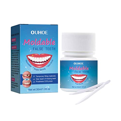 Racsoh Moldable False Teeth Repair Kit - Easy to Use Denture Adhesive with Calcium Carbonate for Cleaner, Whiter Teeth - Includes Tweezers - Improve Your Oral Health Today!