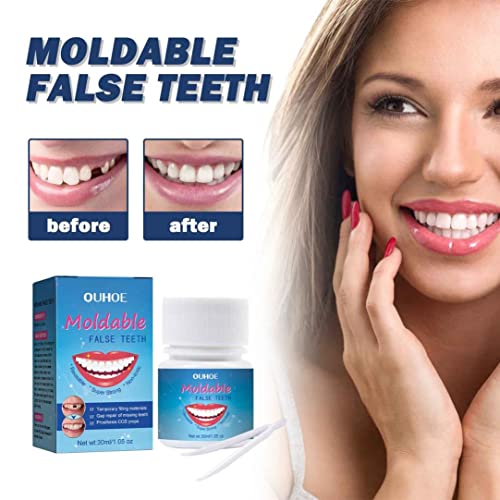 Racsoh Moldable False Teeth Repair Kit - Easy to Use Denture Adhesive with Calcium Carbonate for Cleaner, Whiter Teeth - Includes Tweezers - Improve Your Oral Health Today!