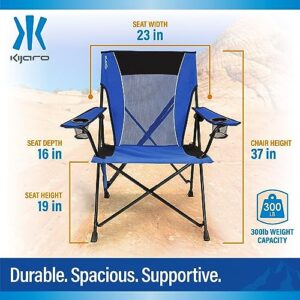 Kijaro Dual Lock Portable Camping Chairs - Enjoy the Outdoors with a Versatile Folding Chair, Sports Chair, Outdoor Chair - Dual Lock Feature Locks Position - Maldives Blue (2 Pack)