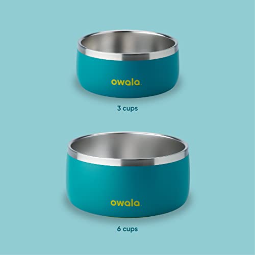 Owala Pet Bowl - Durable Stainless Steel, Food and Water Bowl for Dogs, Cats, and All Pets, Non-Slip Base, 24oz, Teal (Turquoise & Caicos)