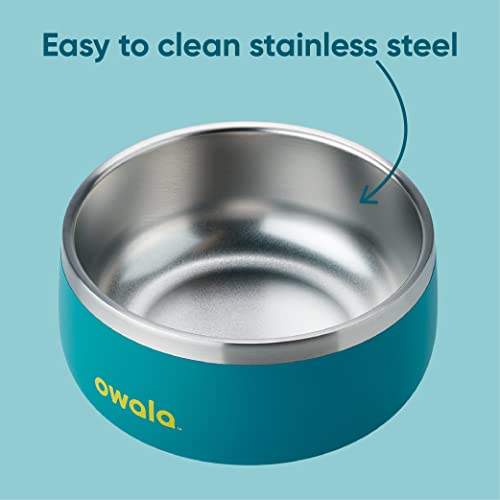 Owala Pet Bowl - Durable Stainless Steel, Food and Water Bowl for Dogs, Cats, and All Pets, Non-Slip Base, 24oz, Teal (Turquoise & Caicos)