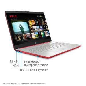 HP 15.6" HD Newest Laptop for Business and Student, Intel Pentium Silver N5030, 16GB RAM, 1TB SATA SSD, Webcam, Media Card Reader, RJ45, HDMI, Wi-Fi, Windows 11 Home, Scarlet Red, KKE Accessories