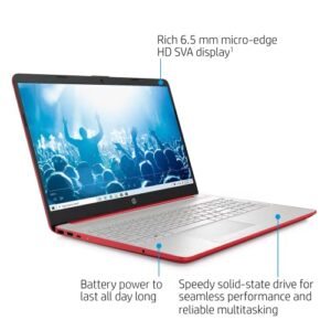 HP 15.6" HD Newest Laptop for Business and Student, Intel Pentium Silver N5030, 16GB RAM, 1TB SATA SSD, Webcam, Media Card Reader, RJ45, HDMI, Wi-Fi, Windows 11 Home, Scarlet Red, KKE Accessories