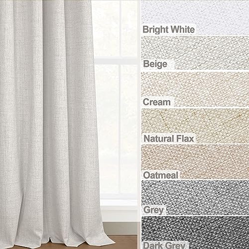 INOVADAY 100% Blackout Curtains for Bedroom 84 Inches Long, Linen Blackout Curtains 84 Inch Length 2 Panels Set, Back Tab/Rod Pocket Black Out Curtains for Living Room Windows - Beige, W50 X L84