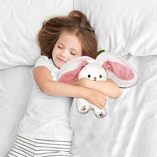 YOUBLEK Bunny Stuffed Animal,Strawberry Reversible Cuddle Bunny Plush Doll with Zipper Cute Soft Rabbit Toys Pillow for Kids and Adults Easter Bunnies Plushies Gifts (Strawberry, 13.80 inches)