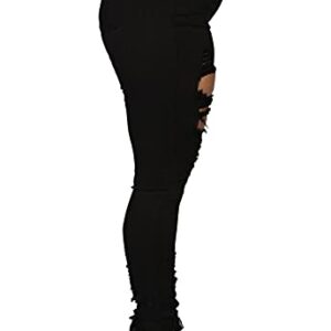 ZERMOM Women's Ripped Skinny Jeans Stretch Mid Rise Distressed Destroyed Denim Pants Black