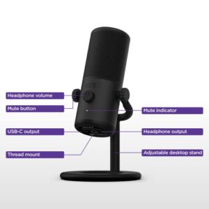 NZXT Capsule Mini - AP-WMMIC-B1 - USB Microphone – High Resolution – Cardioid Polar Pattern – Ideal for Streaming, Content Creation & Podcasting – Built-in Pop Filter – Adjustable Stand – Black