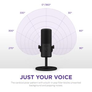 NZXT Capsule Mini - AP-WMMIC-B1 - USB Microphone – High Resolution – Cardioid Polar Pattern – Ideal for Streaming, Content Creation & Podcasting – Built-in Pop Filter – Adjustable Stand – Black