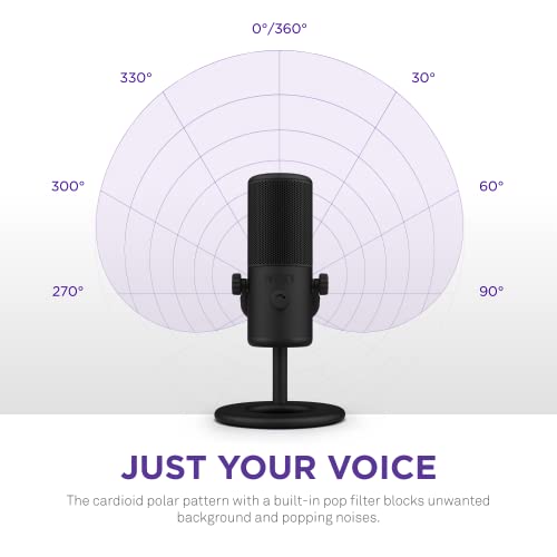 NZXT Capsule Mini - AP-WMMIC-B1 - USB Microphone – High Resolution – Cardioid Polar Pattern – Ideal for Streaming, Content Creation & Podcasting – Built-in Pop Filter – Adjustable Stand – Black