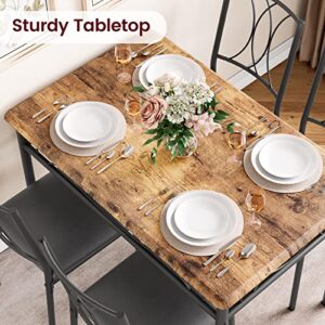 IDEALHOUSE Dining Table Set for 4, Kitchen Table and Chairs, Rectangular Kitchen Table Set with 4 Upholstered Chairs, 5 Piece Dining Room Table Set for Small Space, Apartment, Rustic