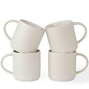 famiware 4 pieces coffee cups, 12 oz catering mug with handle for coffee, tea, cocoa, milk, matte white