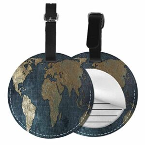 tks mitlan 1 pcs luggage tag world map privacy cover id label address card for travel bag suitcase continent global territory national boundary leather luggage tag for women men girls travel(round)
