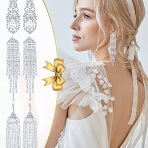 6 Pairs Rhinestone Earrings Chandelier Earrings Women Dangling Crystal Fringe Long Tassel Earrings for Bride Girls Jewelry for Wedding Dinner Party Gift (Stylish Style)