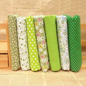 7Pcs Cotton Quilting Fabric,Sewing Craft Precut Fabric Scrap for DIY Sewing Craft (Blue) (Color : Green)