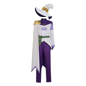women luz noceda cosplay the owl house cosplay season 3 costume white purple suit with witch hat cloke halloween outfits (xl,white)