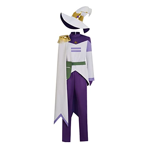 Women Luz Noceda Cosplay The Owl House Cosplay Season 3 Costume White Purple Suit with Witch Hat Cloke Halloween Outfits (XL,white)