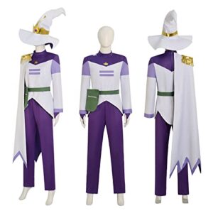 Women Luz Noceda Cosplay The Owl House Cosplay Season 3 Costume White Purple Suit with Witch Hat Cloke Halloween Outfits (XL,white)