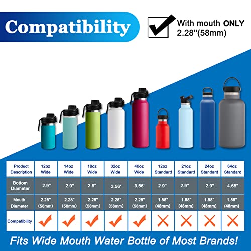 WUQID Auto Spout Lid for Wide Mouth Bottle, Button Lock Leakproof Wide Mouth Spout Lid with Flexible Handle Compatible with Hydro Flask, Simple Modern, Iron Flask, Takeya, and Other Brand (Black)