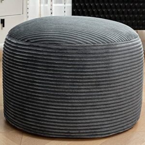 Asuprui Pouf Ottoman Unstuffed,Ottoman Foot Rest, Floor Pouf, Round Pouf Seat, Floor Bean Bag Chair,Foldable Floor Chair Storage for Living Room, Bedroom (Light Gray Pouf Cover)